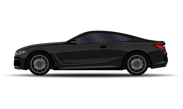 Coche Realista Coupé Deportivo Vista Lateral — Vector de stock