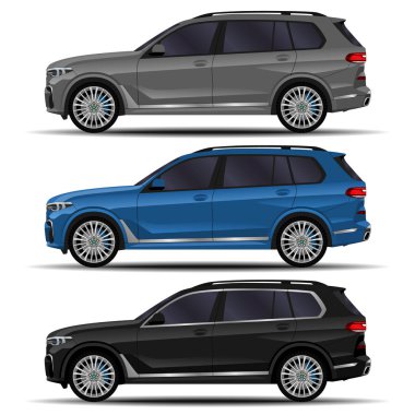 gerçekçi Suv araç. Araba ayarlayın. yan görünüm.