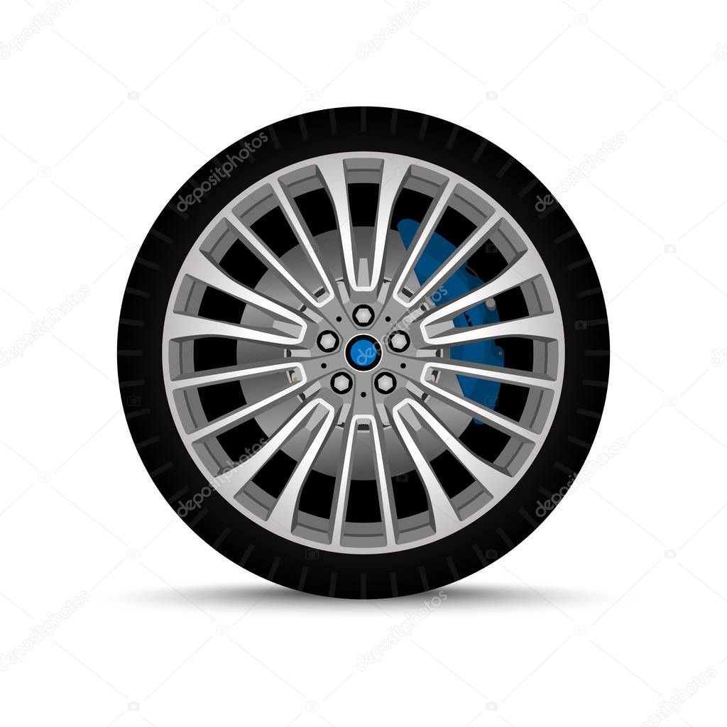 car wheel. tire and brake
