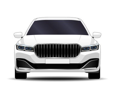 Gerçekçi bir araba. Sedan. ön görünüm.