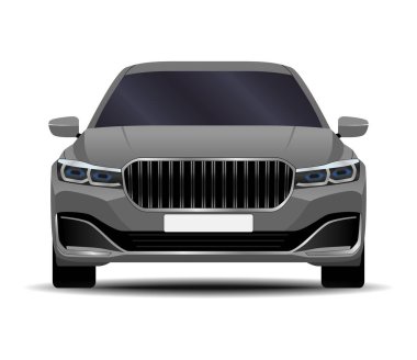 Gerçekçi bir araba. Sedan. ön görünüm.