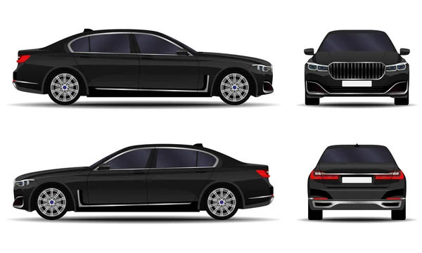 Realistic Car Sedan Front View Side View Back View Stock Vector by