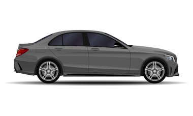 Gerçekçi bir araba. Sedan. yan görünüm