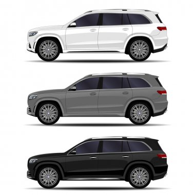 gerçekçi Suv araç. Araba ayarlayın. yan görünüm.