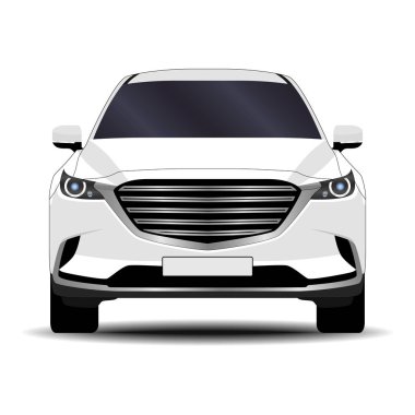 Gerçekçi bir SUV arabası. Ön görünüm.