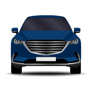 Gerçekçi bir SUV arabası. Ön görünüm.