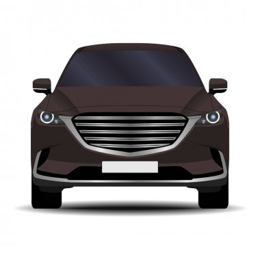 Gerçekçi bir SUV arabası. Ön görünüm.