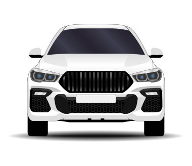 Gerçekçi bir SUV arabası. Ön görünüm.