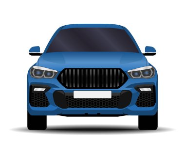 Gerçekçi bir SUV arabası. Ön görünüm.