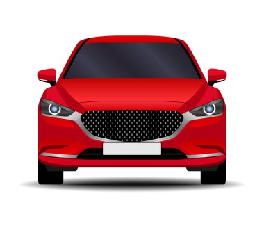 Gerçekçi bir araba. Sedan. ön görünüm.