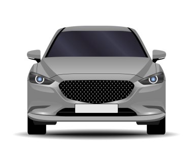 Gerçekçi bir araba. Sedan. ön görünüm.