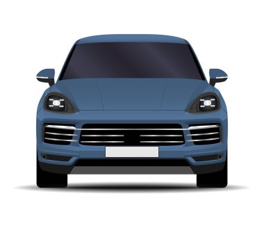 Gerçekçi bir SUV arabası. Ön görünüm.