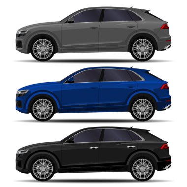 Gerçekçi SUV seti. yan görünüm.