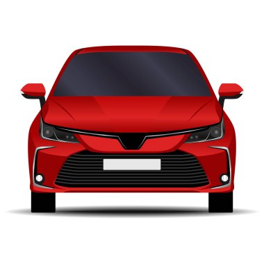 Gerçekçi bir araba. Sedan. ön görünüm.