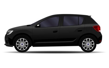 Gerçekçi bir araba. Hatchback. yan görünüm.