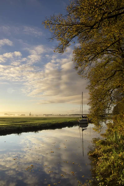 Autumn trees along a canal