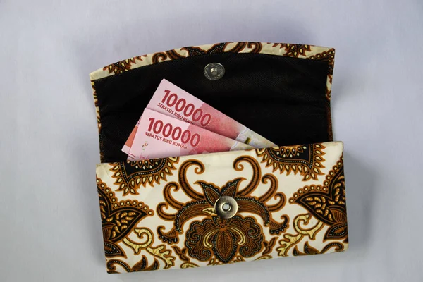 Indonesiska Rupiah Pengar Traditionell Plånbok — Stockfoto