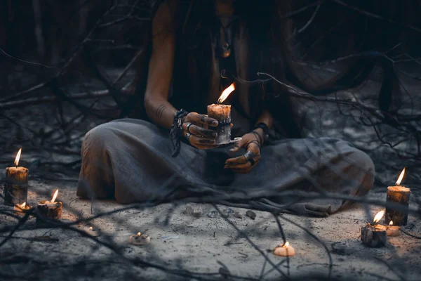 Woman Hands Holding Candle Close — Stock Photo, Image