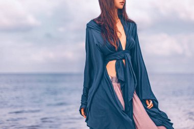 güzel genç boho tarzı kadın portre açık yakın