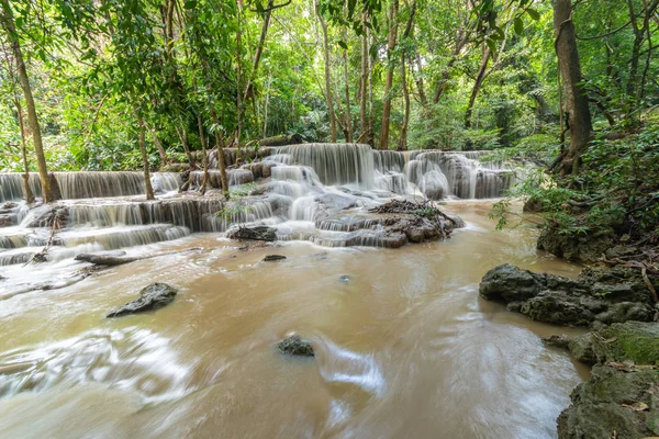 Huai Mae Kamin Gyönyörű Vízesés Utazás Rendeltetési Kanchanaburi Thaiföld — Stock Fotó