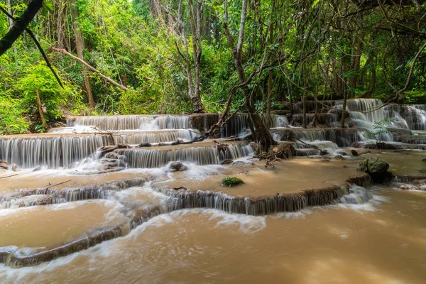 Huai Mae Kamin Gyönyörű Vízesés Utazás Rendeltetési Kanchanaburi Thaiföld — Stock Fotó