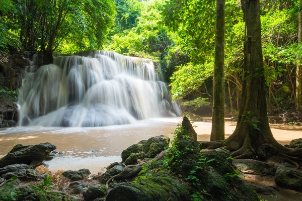 Huai Mae Kamin Gyönyörű Vízesés Utazás Rendeltetési Kanchanaburi Thaiföld — Stock Fotó