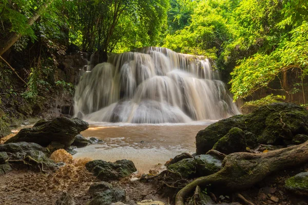 Huai Mae Kamin Krásný Vodopád Cestovní Cíl Kanchanaburi Thajsko — Stock fotografie