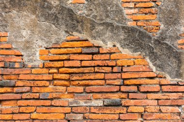 Eski ve Antik tuğla duvar berbat Budist Tapınağı