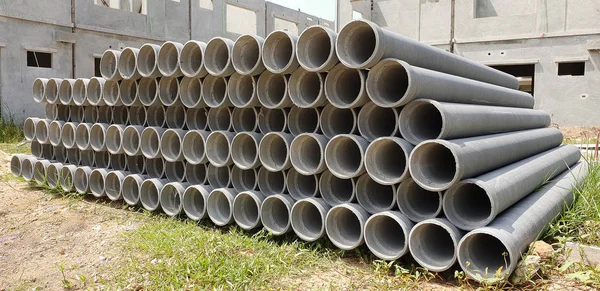 Cimento Amianto Tubos Drenagem Concreto Para Construção Edifícios Industriais — Fotografia de Stock