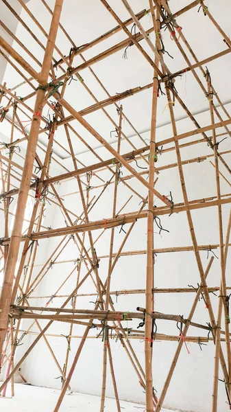 Andamios Bambú Para Trabajos Construcción Nos Facilitado Subir Una Parte — Foto de Stock