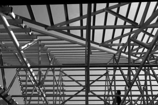 Estructura del marco del techo de acero . Imagen de stock