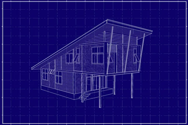Architektur Zeichnung Blaupausen Ist Hause — Stockfoto