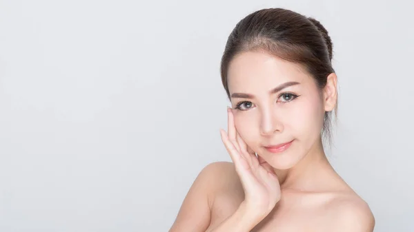 Beautiful Young Woman Asian Girl Years Old Clean Fresh Skin — Stock Photo, Image