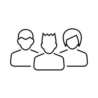 İnce çizgi stilinde kişiler simgesi. Vektör sembolü. Vektör çizimi