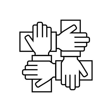 Team work icon in thin line style. Vector symbol. Vector illistration