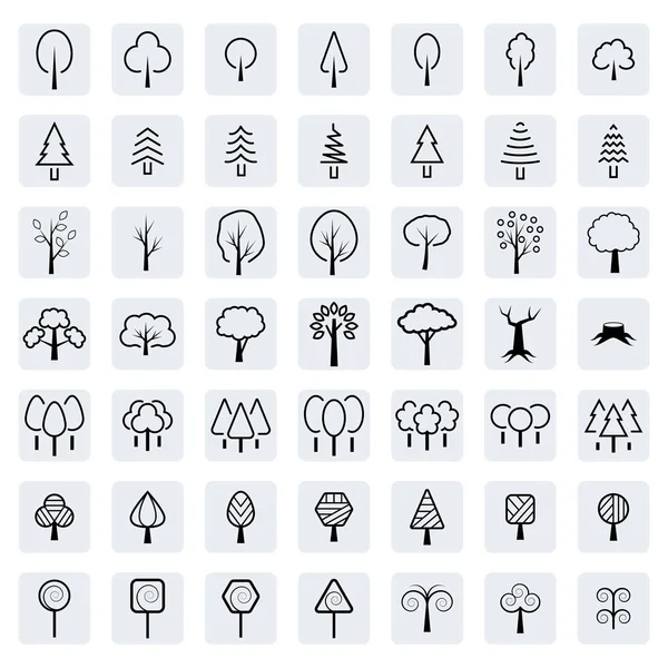 Tree icon set in thin line style. Vector symbols. Vector illustration. — Stock Vector