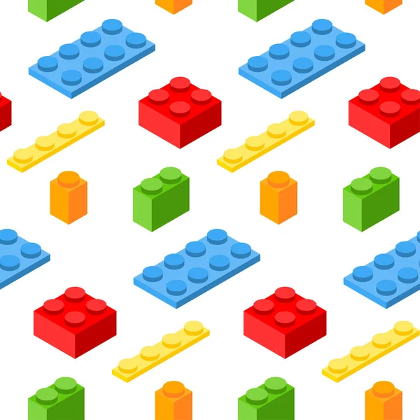 Modèle sans couture avec des blocs isométriques en plastique. Symboles vectoriels 3d . — Image vectorielle