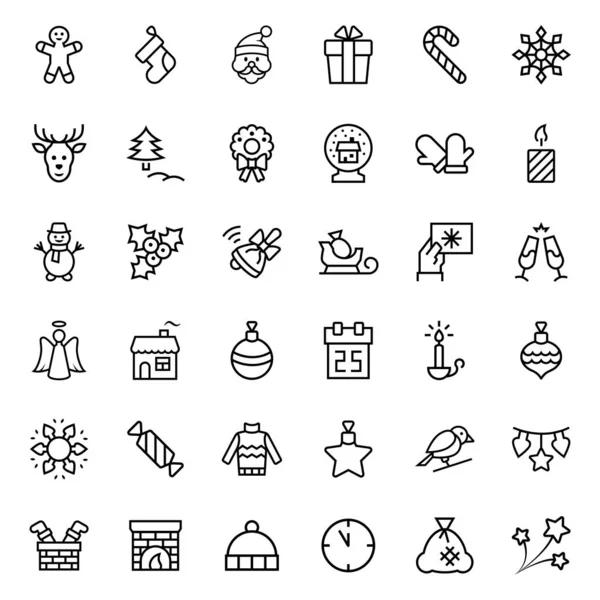 Icône de Noël dans un style de ligne mince. Symboles vectoriels . — Image vectorielle