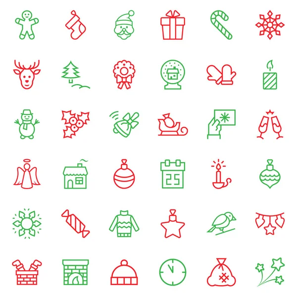 Icône de Noël dans un style de ligne mince. Symboles vectoriels . — Image vectorielle