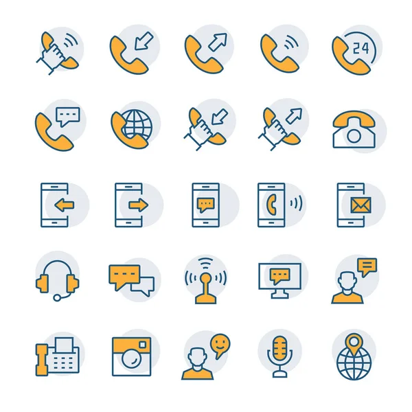 Communicatie-en telefoonpictogram in dunne lijnstijl. Vector symbolen. — Stockvector