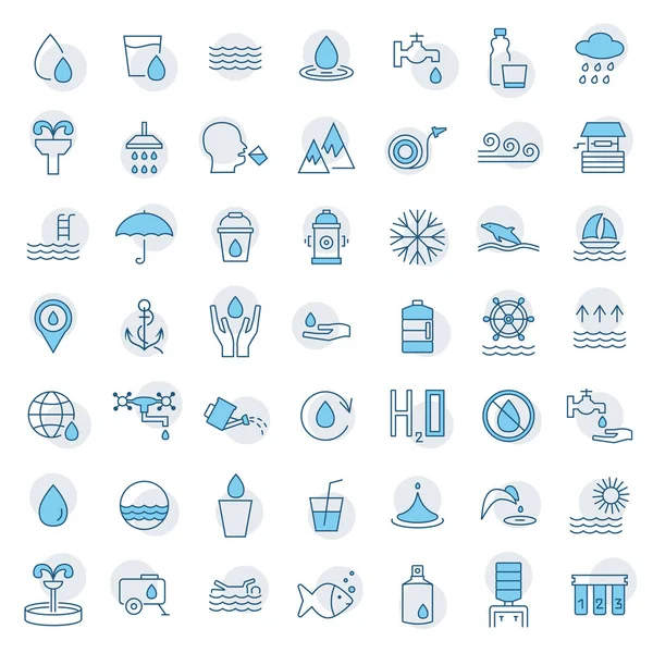 Icône d'eau réglée dans un style de ligne mince. symbole vectoriel . — Image vectorielle