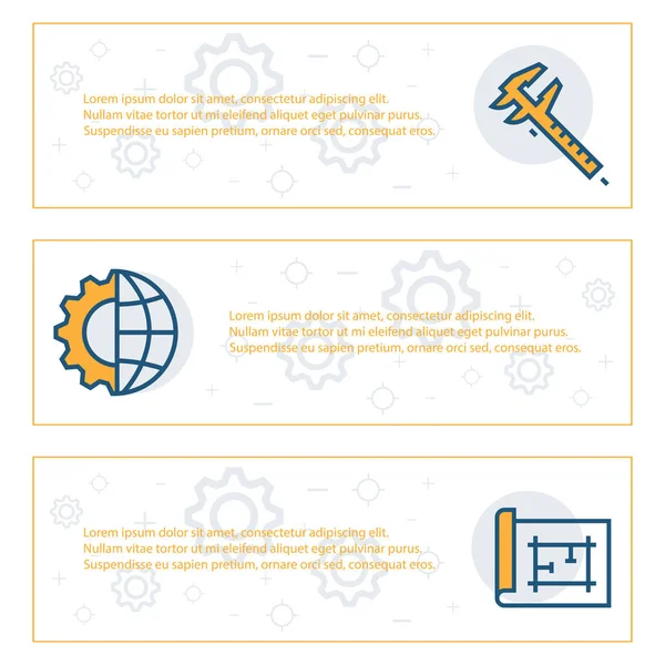 Eenvoudige banners set van engineering items. Vector illustratie. — Stockvector