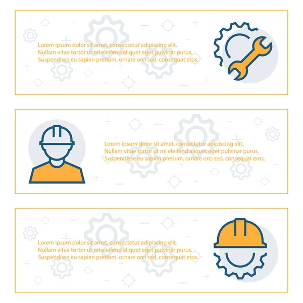 Eenvoudige banners set van engineering items. Vector illustratie. — Stockvector