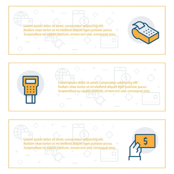 Ensemble de bannières simples d'articles de paiement. Illustration vectorielle — Image vectorielle