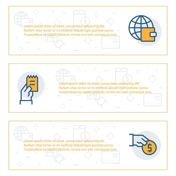 Ensemble de bannières simples d'articles de paiement. Illustration vectorielle — Image vectorielle