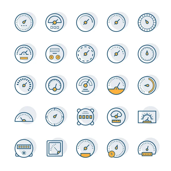 Medidor de iconos vectoriales en estilo de línea delgada . — Vector de stock