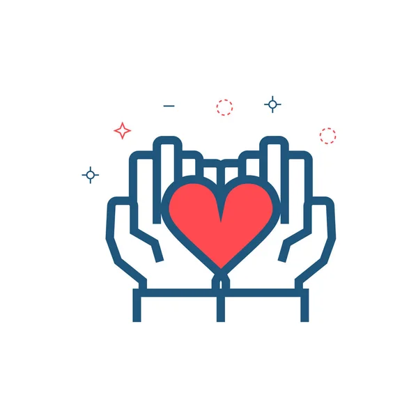 Hands and heart icon. Charity, sponsorship,donation,donor symbol. — Stock Vector