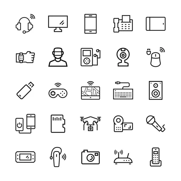 Elektronica, gadgets en apparaten icon set. Vector symbolen. — Stockvector