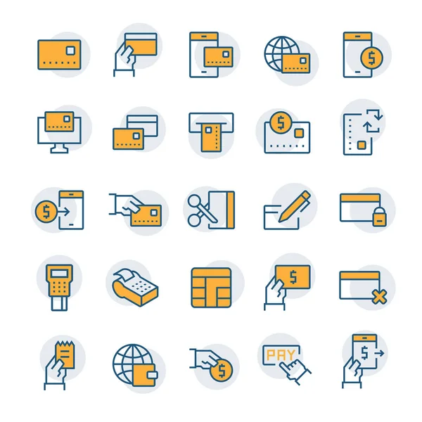 Conjunto de iconos simples de artículos de pago en estilo de línea. Símbolos vectores . — Archivo Imágenes Vectoriales