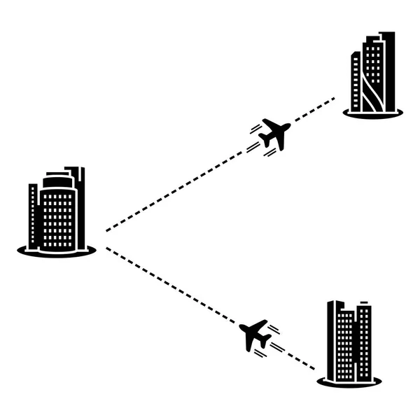 Ilustração Vetorial Avião Com Pista Estilo Plano —  Vetores de Stock